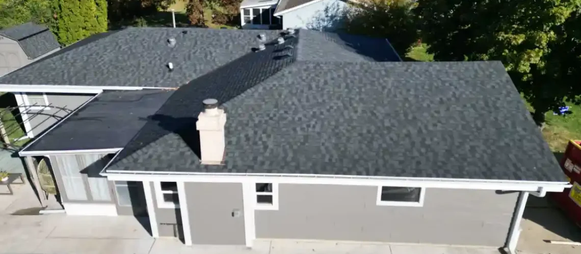 Large scale roof replacement project completed with new shingles installed