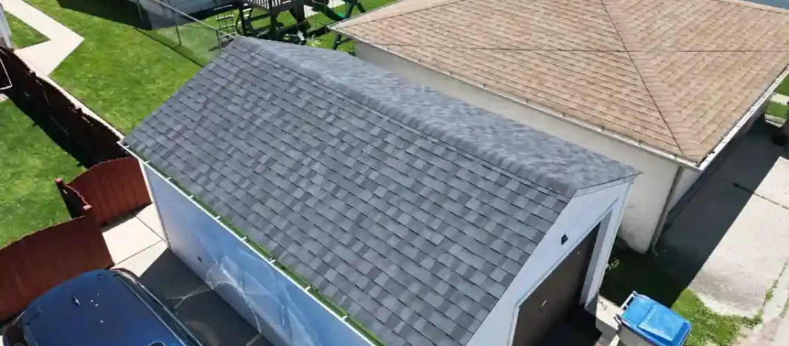 Completed roofing project showing upgraded shingles and improved roof condition