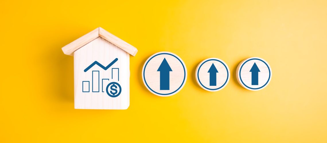 Growing graph and arrow up icons for money saving and financial investment, Growing money, People saving money, Money saving for future, Idea for saving and investment